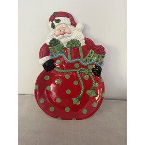 Kringle By Fitz And Floyd Santa Claus Polka Dot Ceramic Serving Plate